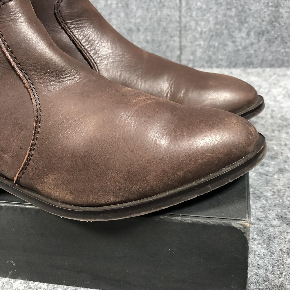 Crown‎ Vintage Cathy Ankle Booties Womens 8.5M Brown Leather Zip Block Heel - Picture 16 of 16